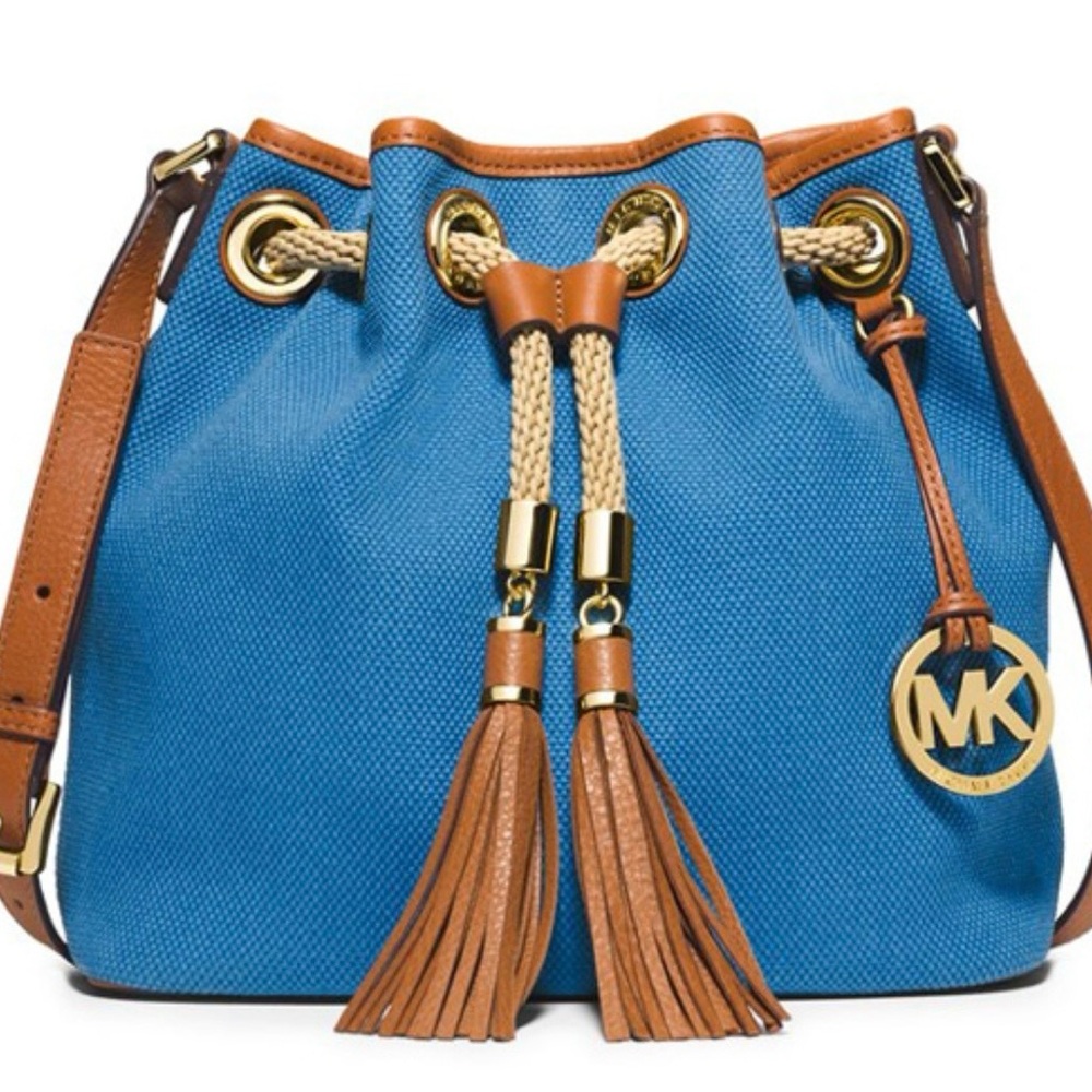Michael Kors Handbag Purse
Marina Blue Denim Drawstring
Leather Canvas Nautical